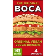 BOCA Original Vegan Veggie Burgers, 4 Ct Box, 10 oz