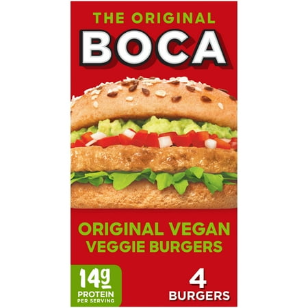BOCA Original Vegan Veggie Burgers, 4 Ct Box, 10 oz