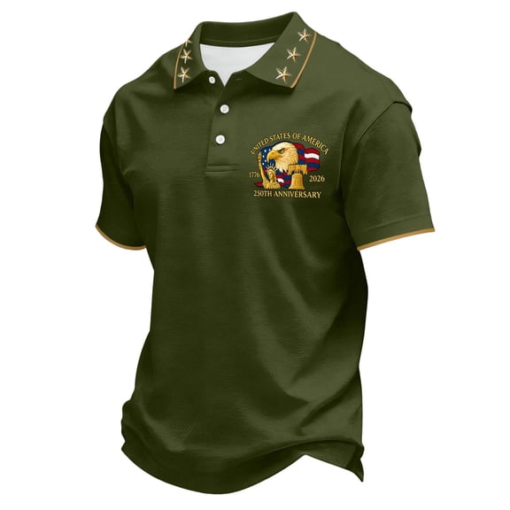 USA 250th Anniversary Polo Shirt Men Patriotic Eagle Graphic Casual Short Sleeve Button Polo America 250 Merchandise