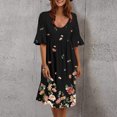 thumbnail image 1 of SMihono Robe d'Été Grande Taille pour Femmes 2023 Mode Femmes Rétro Fleurs Brisées Volants Manches Courtes Confortable Robe Décontractée, 1 of 3