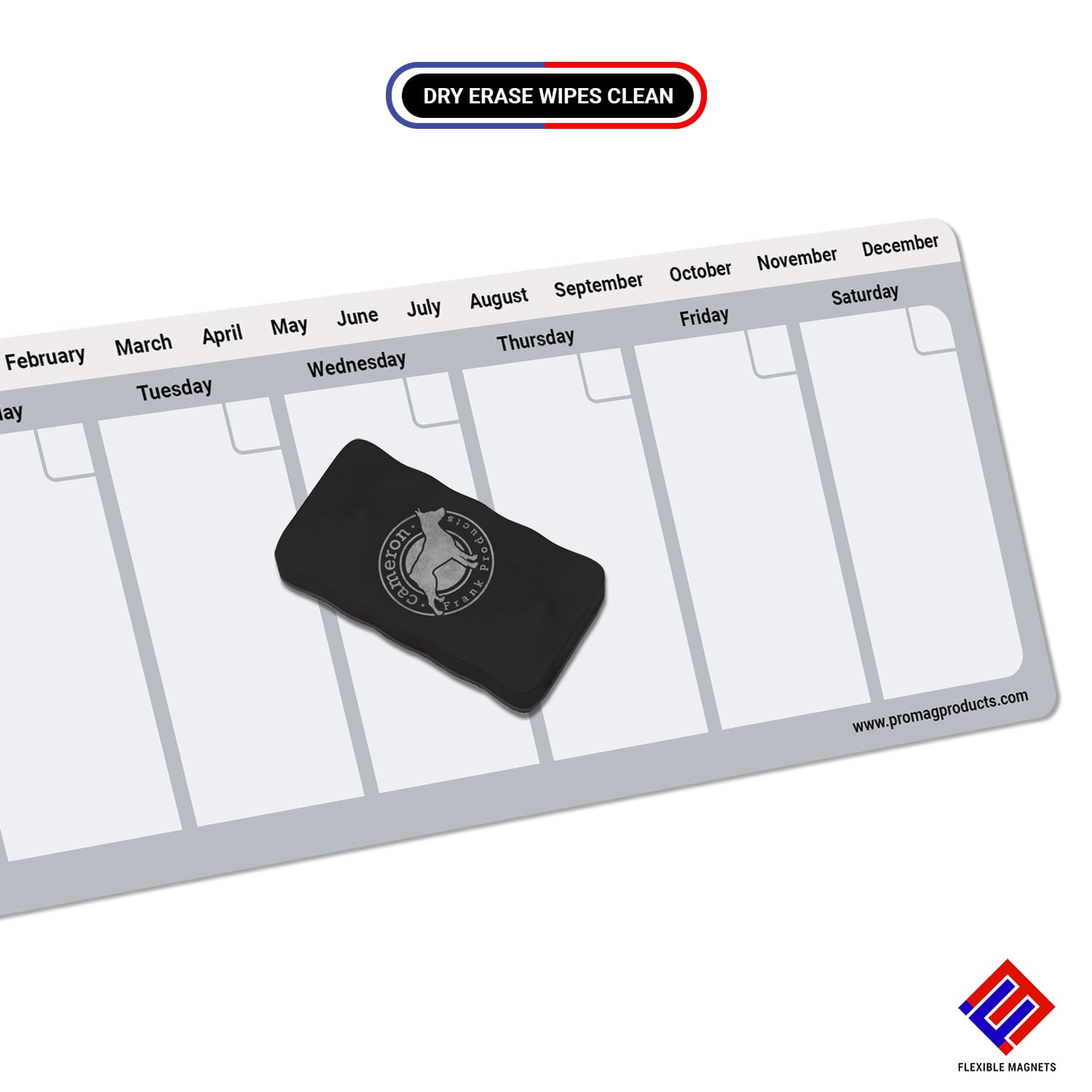 Flexible Magnets - 4.25 x 11 Inches Weekly Dry Erase Magnetic Calendar 3 Pack (Grey)