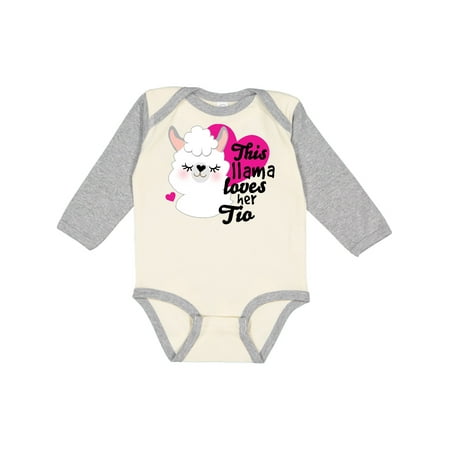 

Inktastic Valentines Day This Llama Loves Her Tio Gift Baby Girl Long Sleeve Bodysuit
