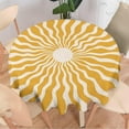 thumbnail image 4 of Sun Sunshine Tablecloth, Abstract Hippie Retro Sunset Print Table Cloth Cover for Home Kitchen Dining Party Patio Indoor Outdoor, Round(60x60in), 4 of 6