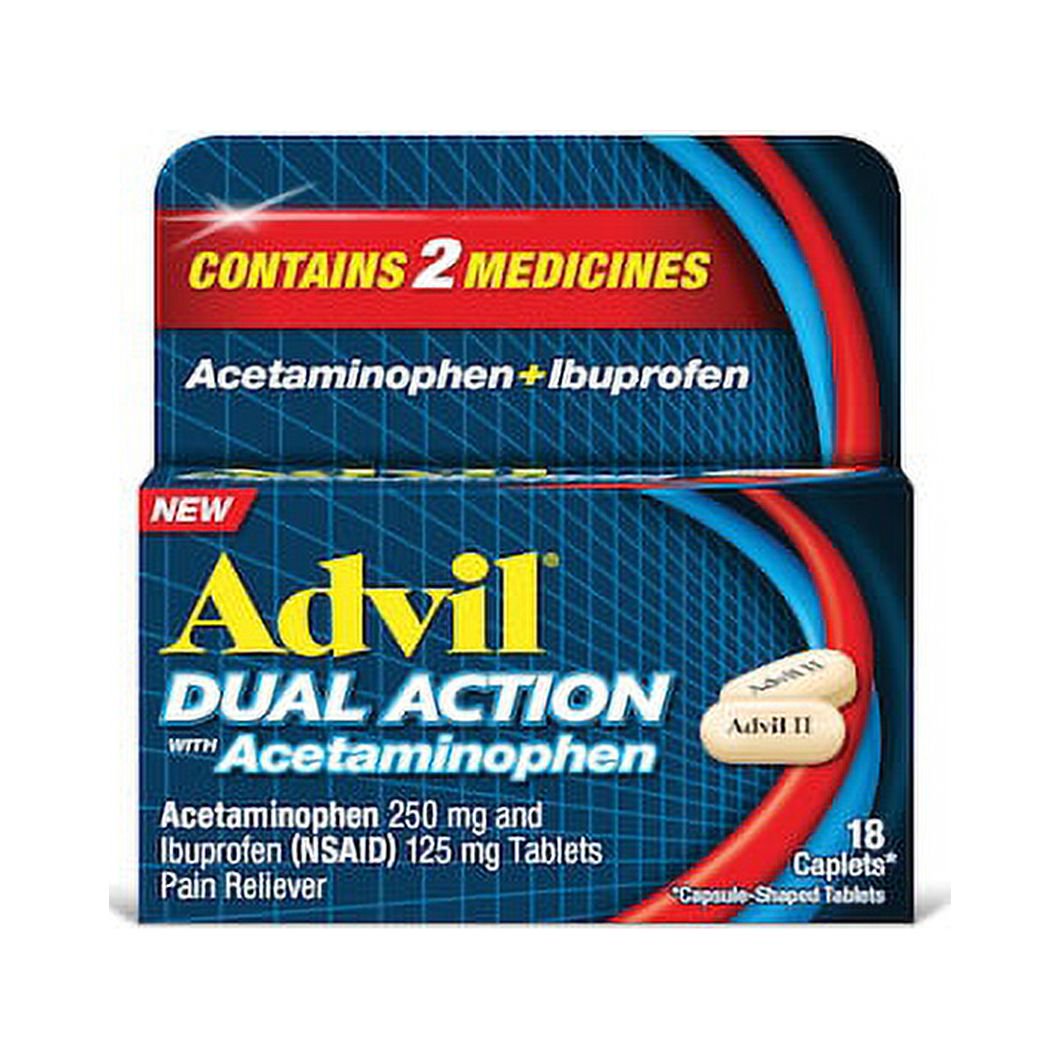 (Price/Case)Advil Dual Action Dual Action With Acetaminophen, 18 Each, 6 Per Box, 12 Per Case