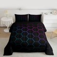 thumbnail image 2 of Feelyou Rectangle Abstract Twin Comforter Sets, Teal Pink Honeycomb Bedding Set, 2pcs, 2 of 8