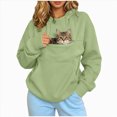 thumbnail image 5 of NOLDARES Womens Pet Pouch Hoodies with Kangaroo Pocket Oversized Trendy Sweatshirts Outside Kitten Puppy Carrier Holder Sweatshirts Cat Hoodie with Pouch(Q308-Green), 5 of 9