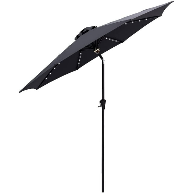 FLAME&SHADE 9 ft Solar Powered Outdoor Market Patio Table Umbrella with