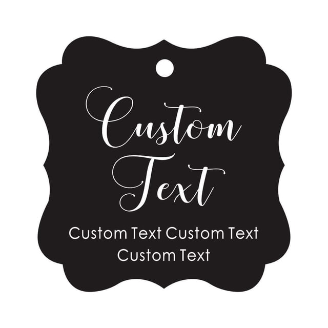 Darling Souvenir Personalized Paper Hang Tags Custom Text Wedding Party Gift Favor Tags -Black-100 Tags