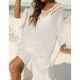 thumbnail image 4 of Beach Coverup Dress Crochet Hollow Out V Neck Swimwear Bikini Batwing Sleeve Swimsuit Cover Ups Bathing Suit Cover Up Alsol Lamesa, 4 of 6