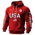 thumbnail image 4 of IWRICH USA Flag Sweatsuit for Men Plus Size Long Sleeve Hoodies Elastic Waist Drawstring Sweatpants 2 Piece Workout Tracksuits Red XXXXL, 4 of 5