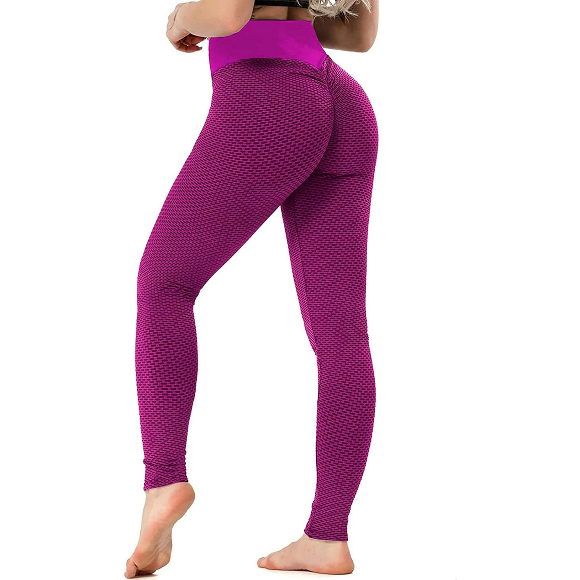 Women High Waist Ruched Butt Lifting Leggings Mesh Tummy Control Workout Running Sport Tights