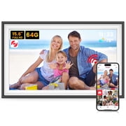 64GB Frameo Digital Picture Frame, TEMASH 15.6 Inch Large Digital Photo Frame WiFi, 1920*1080 FHD IPS Touchscreen Auto Rotate, Easy to Share Photos Videos, Black with White Mat