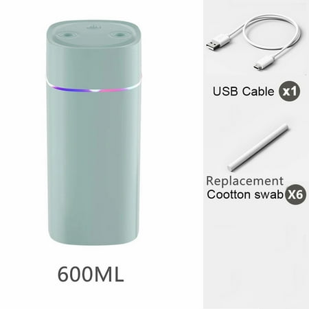 

Portable Mist Humidifier 600ml Small Desk Cool Mini Humidifier With Colorful Night Light USB Personal Desktop Humidifiers For Office Bedroom Travel Plants Auto Shut-Off Dual Humidification Mode
