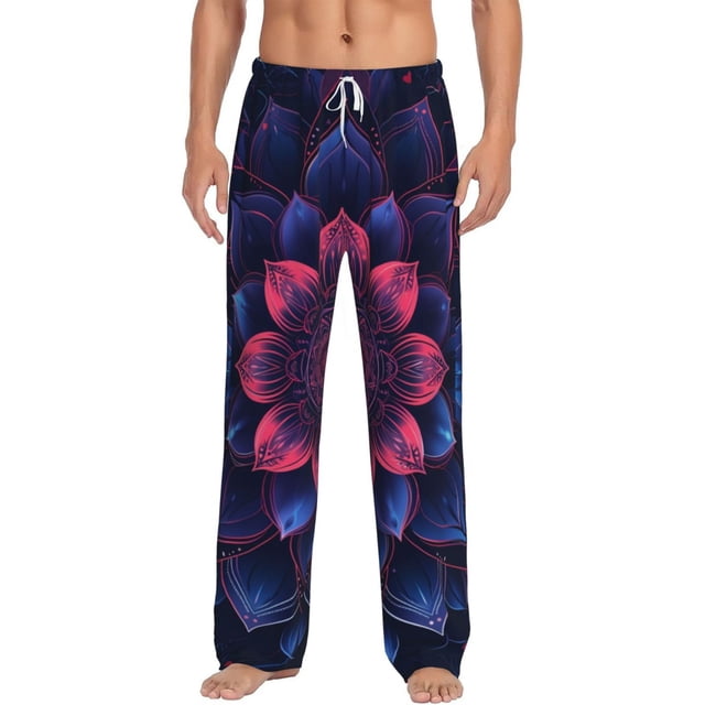 Kdxio Bohemian Vintage Pattern Pattern Men's Pajama Pants, Elastic Waist with Drawstring and Pockets, Comfortable Loungewear-Small