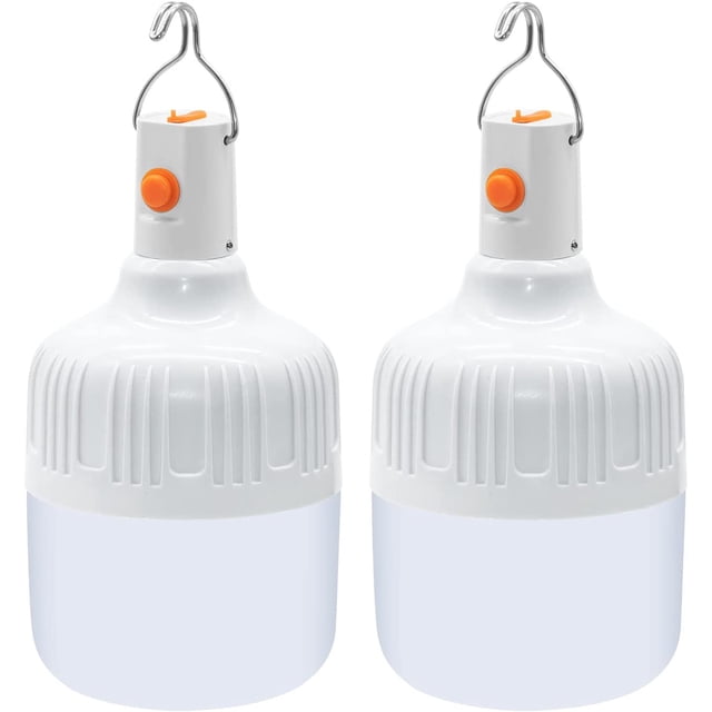 2 Pack Camping Lights, Portable Lights with USB Rechargeable Battery 500 Lumens