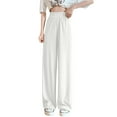 thumbnail image 3 of Bovxnpu Plus Size Pants For Women, Womens Baggy Wide Leg Pants, Womens Solid Color High Waist Hanging Loose Straight Leg Casual Ice Silk Wide Leg Pants L, 3 of 6