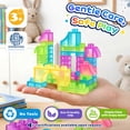 thumbnail image 4 of Gummy Bloc 57pcs Soft Glow-in-Dark Building Blocks with Wheels, Montessori Sensory Stacking Learning Squishy Toy for Kids, 4 of 9