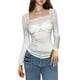 thumbnail image 1 of Txlixc Blusa de oveja de primavera y otoño femenina camisa plisada ajustada de manga larga blanca y cuello cuadrado Txlixc moda, 1 of 6