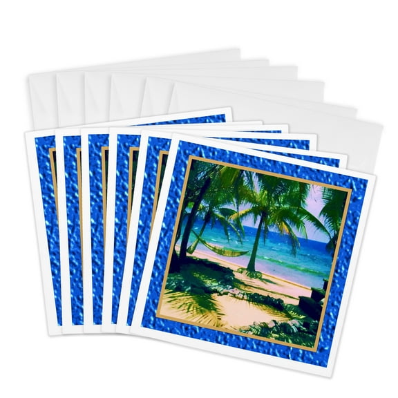 3drose, Hammock at the Beach, 6 Greeting Cards with Envelopes