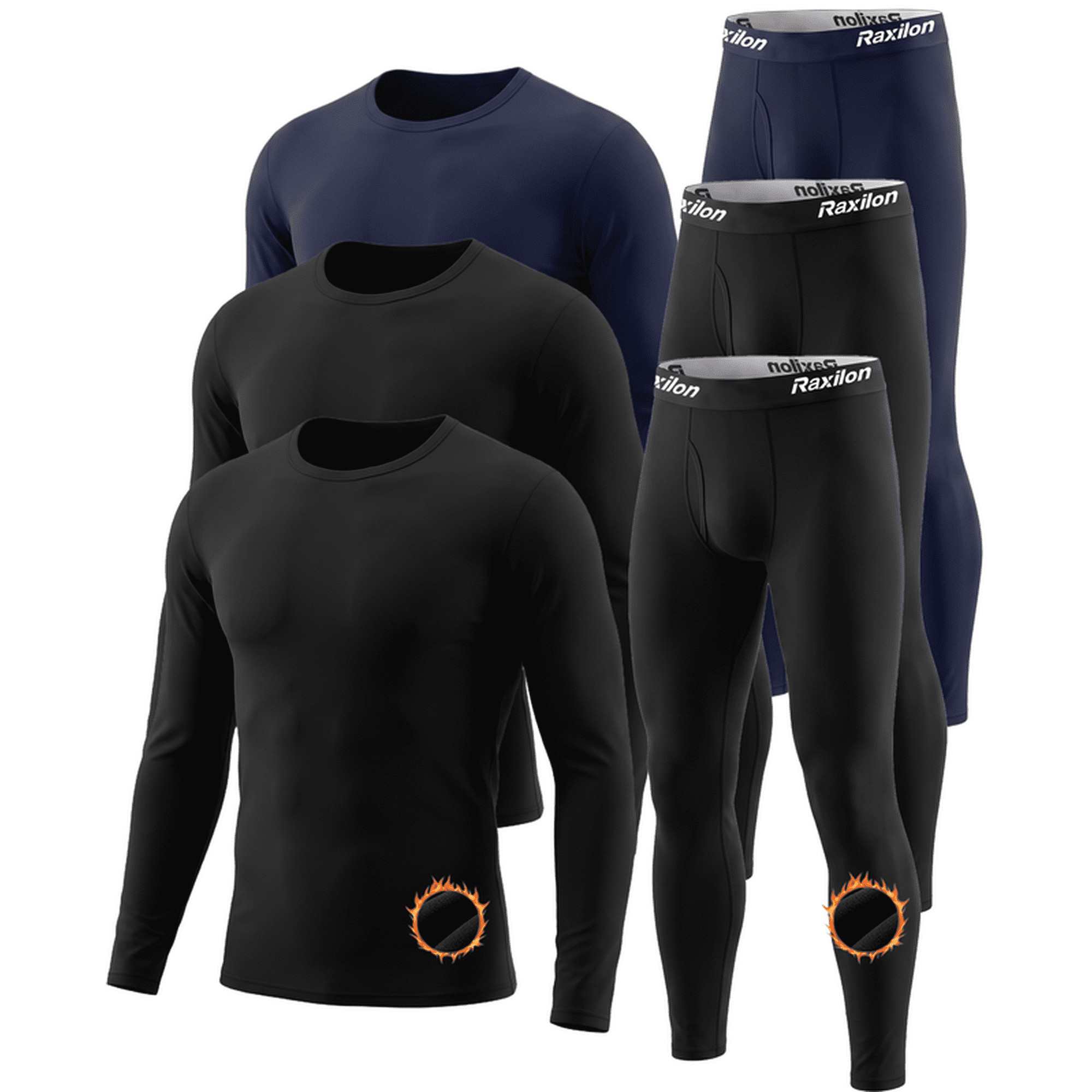 3 Set Thermal Underwear for Men Long Johns with Fleece Lined Base Layer Men Cold Weather Top Bottom