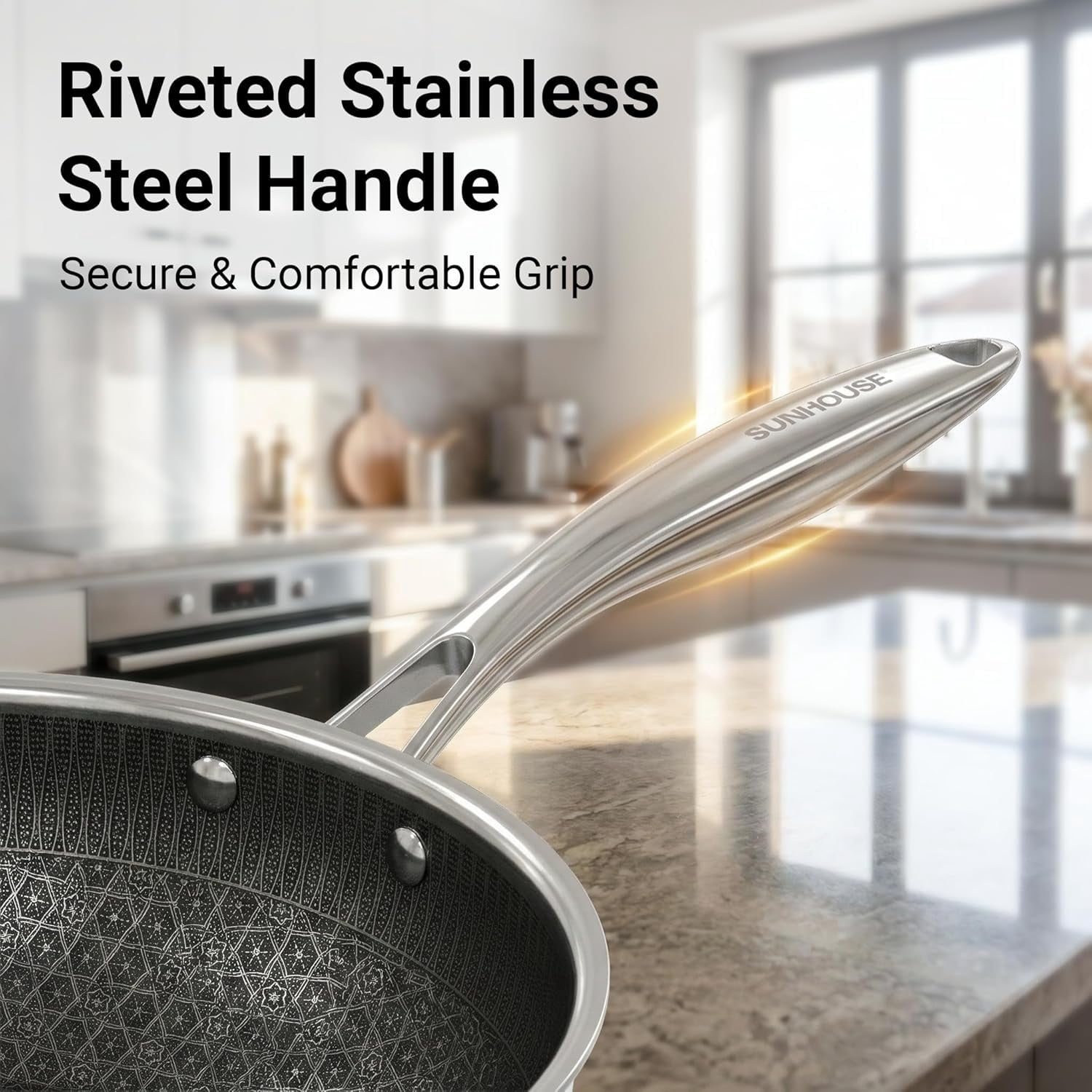 Non Stick Frying Pans, 5-Quart with Lid, Hybrid Frying Pans Nonstick, Nonstick Skillets Stainless Steel, Dishwasher & Oven-Safe, Induction Compatible Cooking Pan, PFOA  Cookware