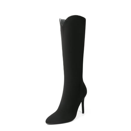 

Dream Pairs Womens Knee High Boots Fashion Pointed Toe High Heel Boots For Women SDKB2212W BLACK/SUEDE Size 7