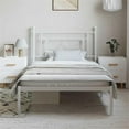 thumbnail image 5 of Pemberly Row Contemporary Powder-Coated Steel Single Bed Frame in White, 5 of 12