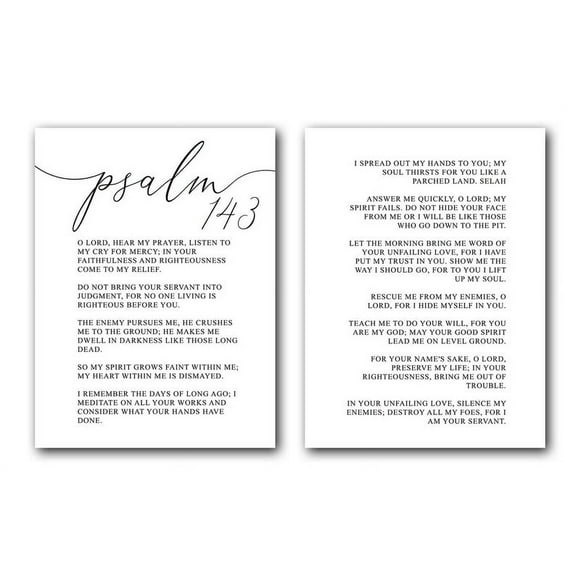 Psalm 143, Bible Verse, Set of 2 Poster Prints, Home Wall Art Decor