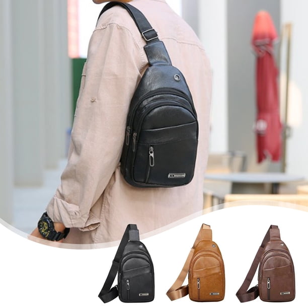 Bolso Bandolera para Hombre, Correa de Hombro Ajustable, Ligero y Duradero, Diseño de Orificio para Auriculares, Multiusos para Senderismo, Camping y Viajes Al Aire Libre, Tamaño 29 X 16 X 5 Cm.