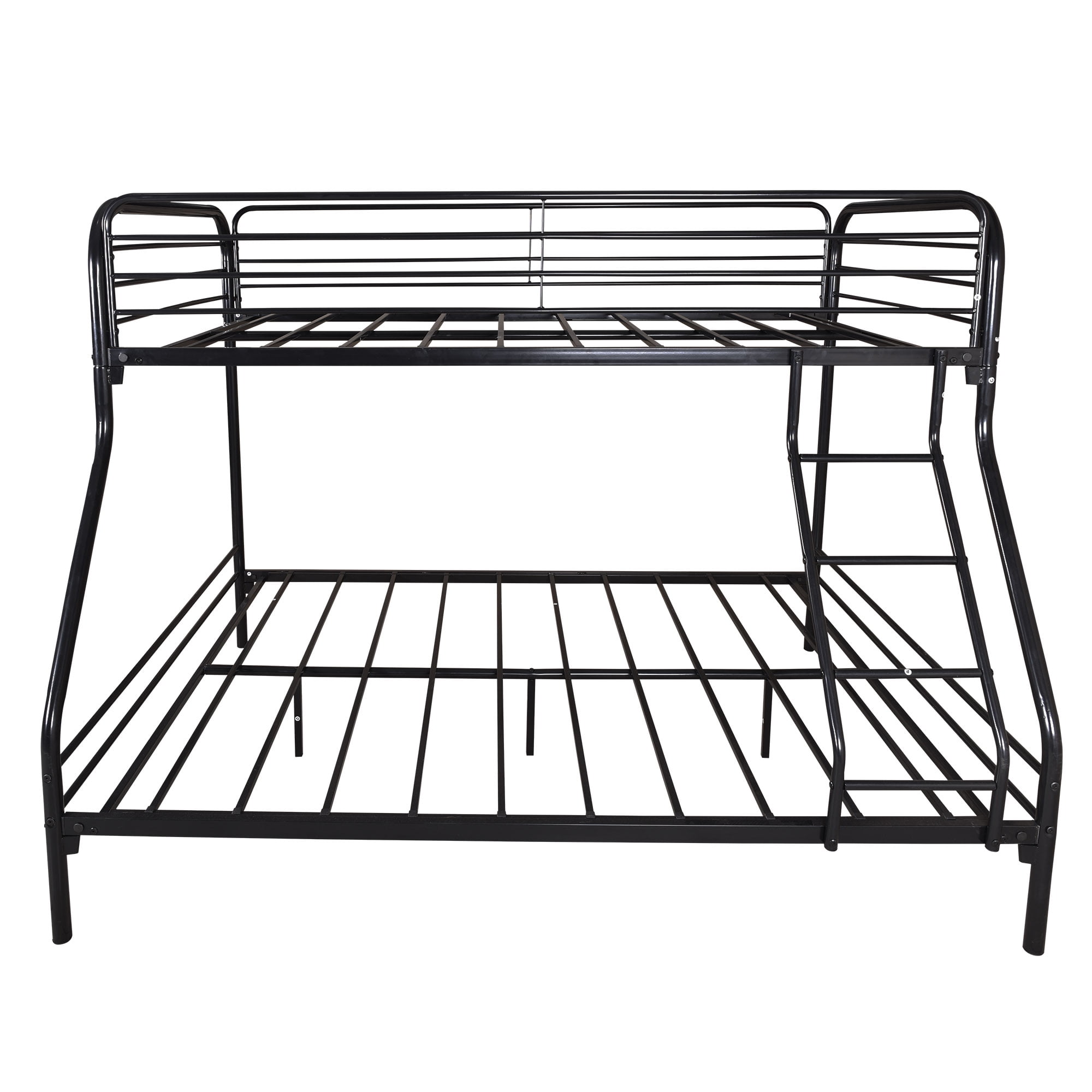 Heavy Duty Twin-Over-Full Metal Bunk Bed, Reinforced Steel Frame with Enhanced Upper-Level Guardrail & Inclined Ladder, Under Bed Storage, Easy Assembly with All Tools, Black
