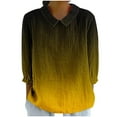 thumbnail image 2 of RXIRUCGD Haut/chemise à Manches 3/4 Imprimé Style Rétro Décontracté pour Femmes, Jaune, Taille : TG, 2 of 5