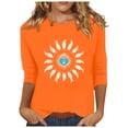 thumbnail image 1 of Wanfds Orange Ladies Tops Spring Fashion Crew Neck Three-Quarter Sleeve Top S, 1 of 5