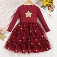 thumbnail image 2 of Odeerbi Toddler Girls Long Sleeve Rib Knit Tulle Dress Kids Cute Solid Color Star Print Sparkly Sequin Dress Toddler Girls Clothes, 2 of 9