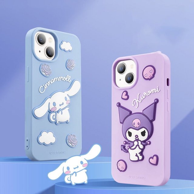Genuine 3D Sanrioed Hello Kitty Kuromi IPhone Cases Cinnamoroll Kawaii Iphone12 13 14 15Pro Max Silica Gel Drop-Proof Phone Case