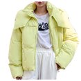 thumbnail image 2 of AOOCHASLIY Women Winter Coat Fashion Women Solid Stand-up Collar Cardigan Down Jacket Outerwear Padded Oversize Coat, 2 of 5