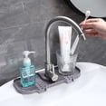 thumbnail image 4 of Adjustable Bathroom Sink Faucet Drip Catcher Tray Splash Guard Mat with Drainage Spout and 3 Hole Inserts for Kitchen Counter Organization, 4 of 5