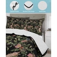thumbnail image 3 of Quilt King Size Bedding Set, Black Spring Floral Reversible Summer Quilt 3 Pieces, Elegant Pastoral Flowers Birds Retro Art Lightweight Bedspreads Coverlets with 2 Pillow Shams for All Seasons, 3 of 5