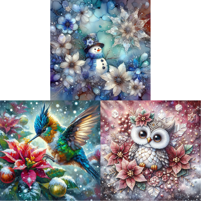 5D DIY Kit Muñeco Nieve Del Artesanía 40x40cm
