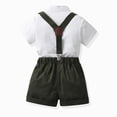 thumbnail image 5 of peqiut Baby Suits For Boys Toddler Boy Clothes Suit Piece Formal Dress Shirt With Bowtie Overall Short Pants Boys Gentleman Wedding Outfits Set, 5 of 7