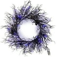 thumbnail image 6 of SUOKOM Halloween Wreath, 17.7in Black Spider Artificial Wreath with LED Lights, Halloween Wreath for Front Door Decoration Battery Operated Glitter Sparkling Wreath, Outdoor Window Porch Patio Wreath, 6 of 6