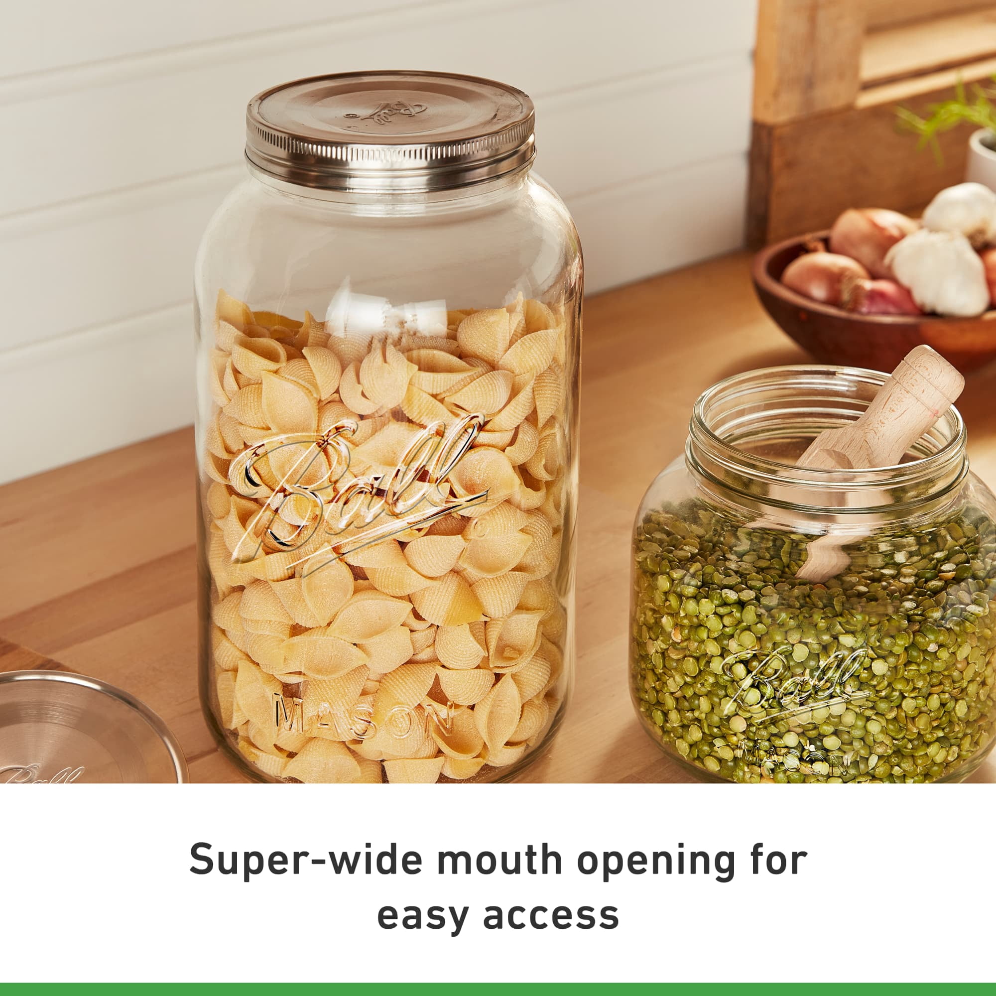 (2 pack) Ball Decorative Mason Jar with One Piece Stainless Steel Lid, gal. (128oz.)