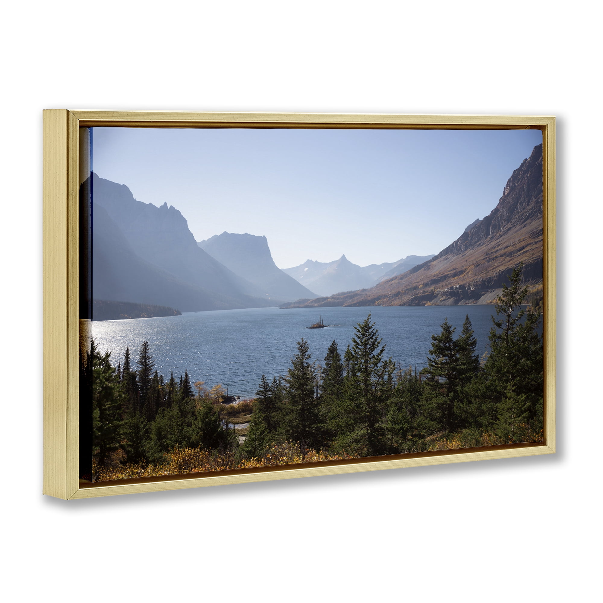 Stupell Industries Cliffs Overlooking Lake Gold Framed Floater Canvas Wall Art, design by Carol Robinson