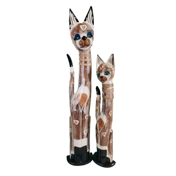 Stoneage Arts Assorted Wooden Cats with Varying Patterns (Calico, Large: 40 inch)