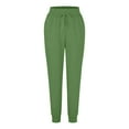 thumbnail image 4 of UJNDER Women's Multicolor Washed Casual Pants Thread Elastic Waist with Pocket Trousers Green M, 4 of 5
