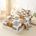 thumbnail image 2 of Castle Fairy Retro Geometric Pattern Twin Sheet Sets 3pcs for Adults, Abstract Art Bedding for Bedroom, Orange Beige, 2 of 6