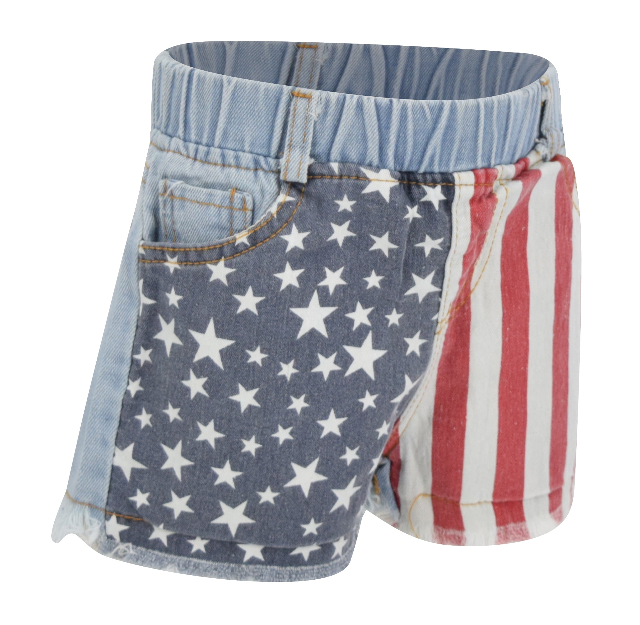 Girls 4th of July American Flag Denim Shorts (12 Mo/XXS) - Walmart.com
