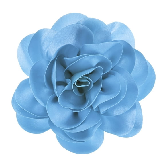 Extra Large Rose Flower Brooches, 7.87 Inch Lapel Pins Dainty Satin Fabric Big Camellia Flower Hair Clip For Women Wedding/Dance/Clothes/Accessories/Party [20cm, Blue]
