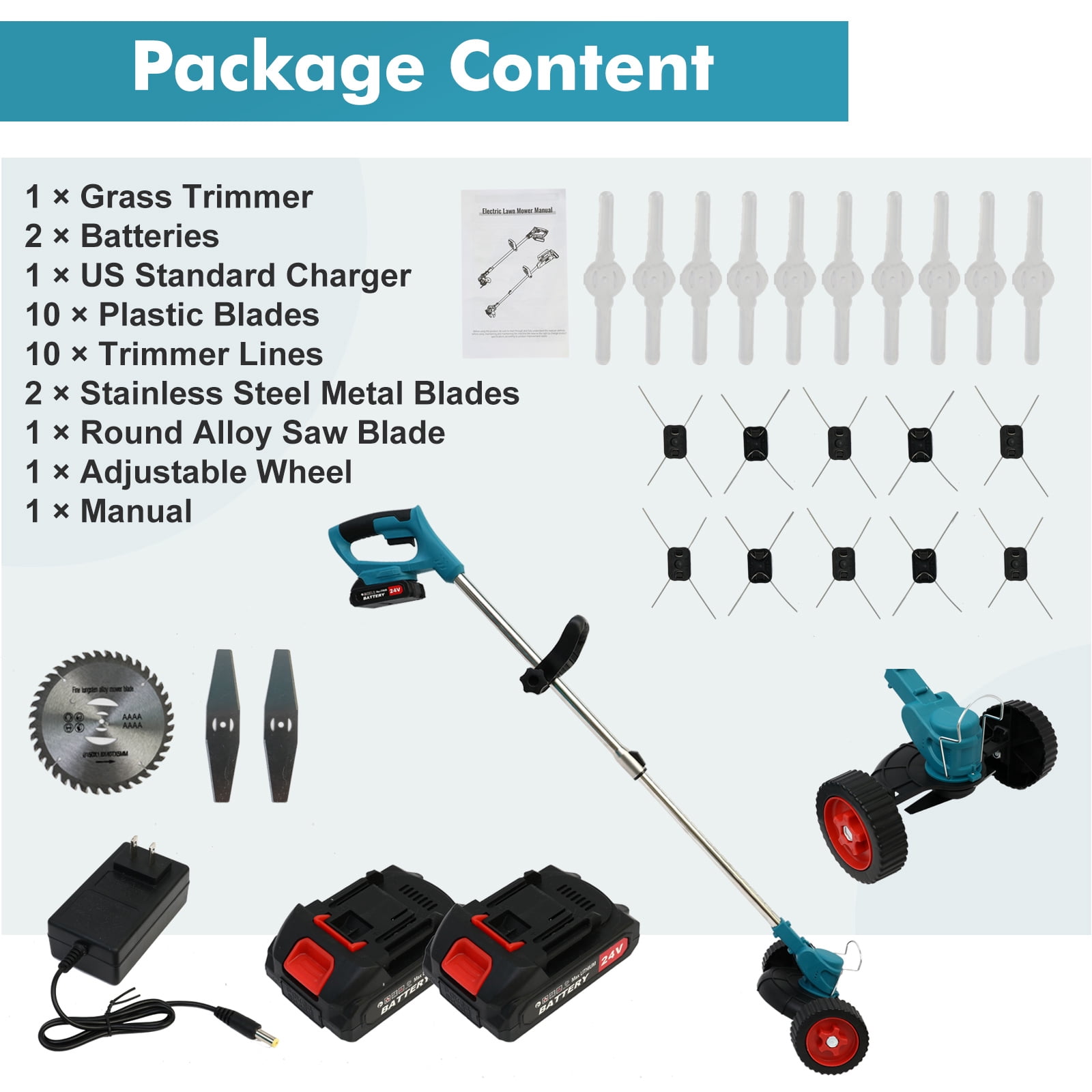 Electric Weed Eaters Grass Trimmer,21V Weed Trimmer 2.6Ah Batterie Weed Wackers,Lawn Edger with 3 Types Blades,3 in 1 Edger/Brush Cutter/String Trimmer for Lawn Garden Pruning Trimming