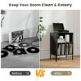 thumbnail image 5 of Resenkos Record Player Stand with Record Storage Shelf and Charging Station-Black, Nightstand Small Side Table, End Table for Bedroom Living Room, 5 of 7