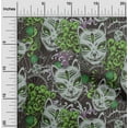 thumbnail image 2 of oneOone Viscose Chiffon Green Fabric Asian Japanese Mask Dress Material Fabric Print Fabric By The Yard 42 Inch Wide, 2 of 5